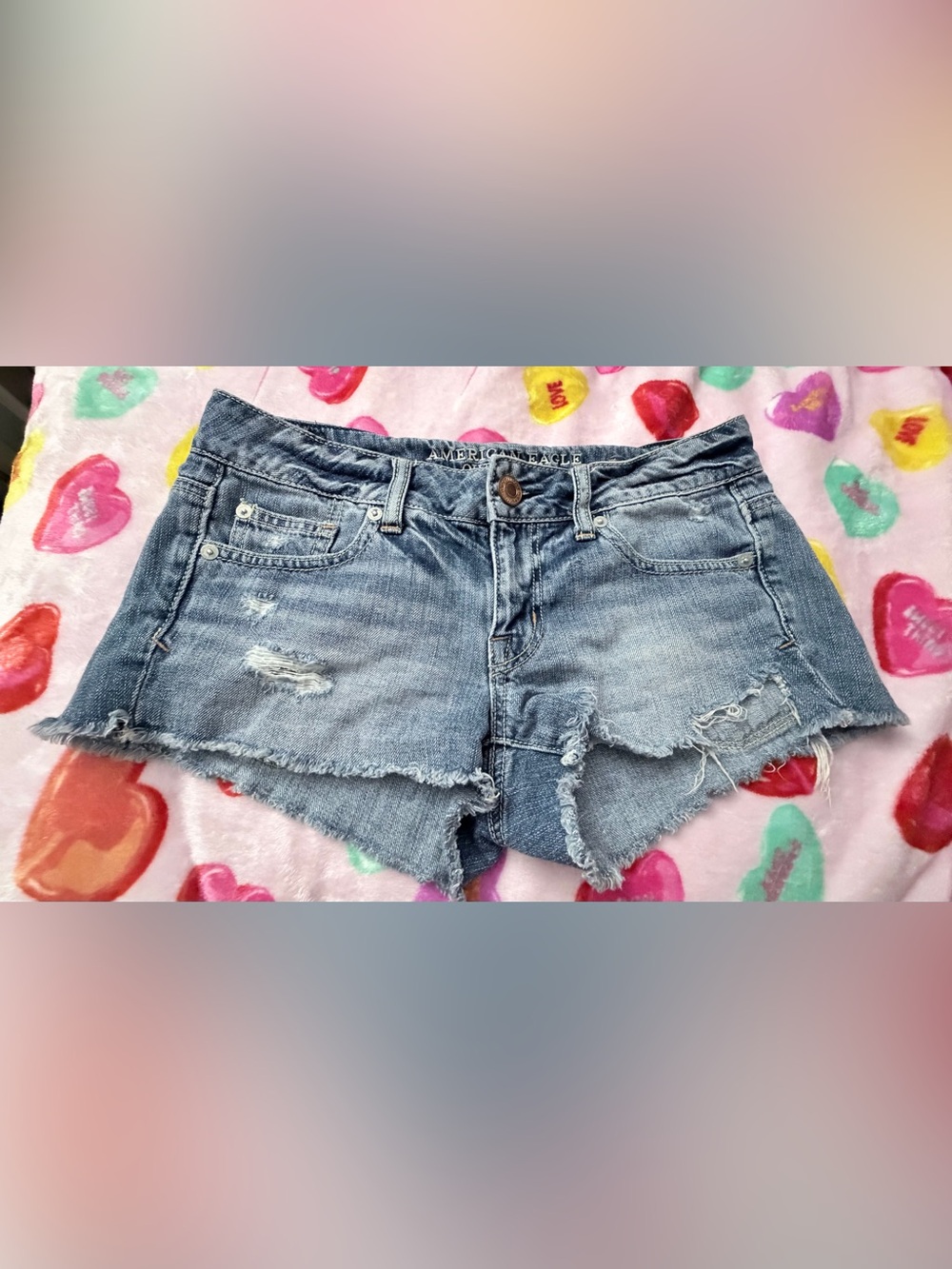 American Eagle Outfitters Light Wash Distressed Denim Cutoff Shorts